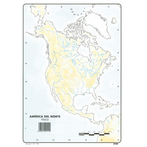 [630357] MAPA MUDO AMERICA NORTE FISICO