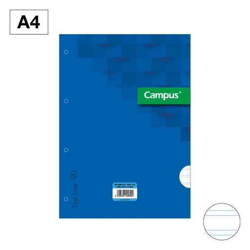 [002366] RECAMBIO CAMPUS A4 100H 90G DOBLE LINEA 2,5 MM AZUL