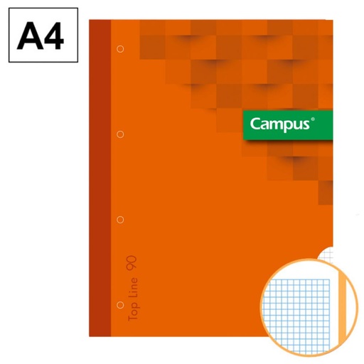 [002829] RECAMBIO ENCOLADO CAMPUS A4 4 TALADROS 90G 80H NARANJA CUADRICULA 5MM