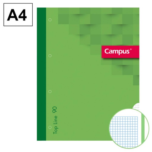 [002833] BLOC ENCOLADO DE RECAMBIOS CAMPUS A4 80H 90G CUADRICULA 5 MM COLOR VERDE