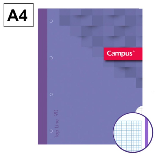 [002832] RECAMBIO ENCOLADO CAMPUS A4 80H 90G CUADRICULA 5 MM 4 TALADROS MORADO