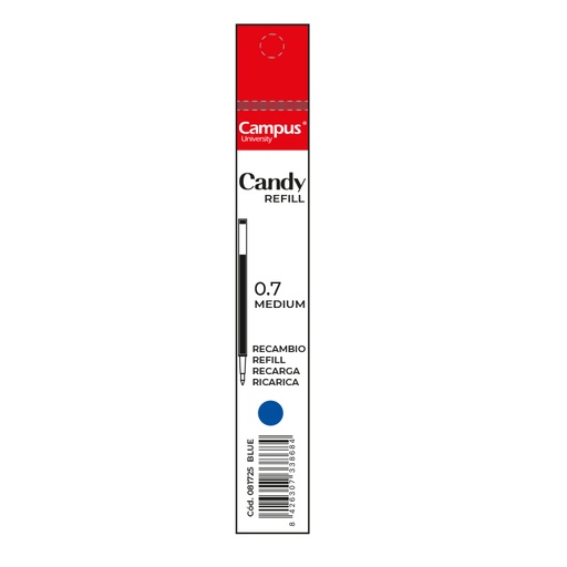[081725] RECAMBIO BOLÍGRAFO TINTA GEL CAMPUS CANDY AZUL