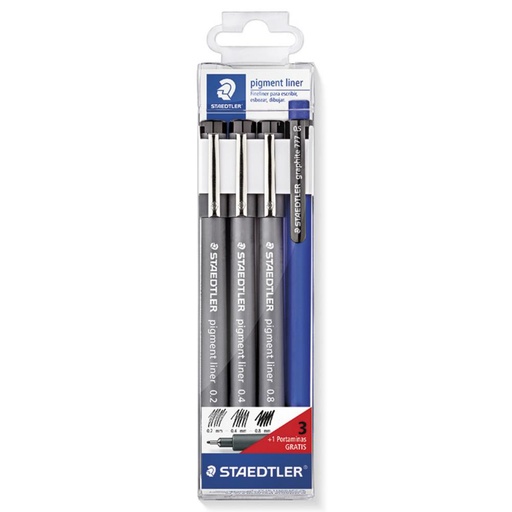 [080224] ROTULADOR CALIBRADO STAEDTLER PIGMENT LINER NEGRO 3 UD.