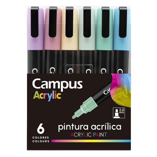 [081270] ROTULADORES ACRILICOS CAMPUS ACRYLIC 6 COLORES PASTEL