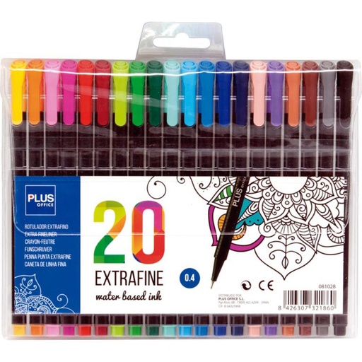[081028] ROTULADOR PUNTA FIBRA PLUS OFFICE 0,4 MM COLORES SURTIDOS ESTUCHE 20 UD.