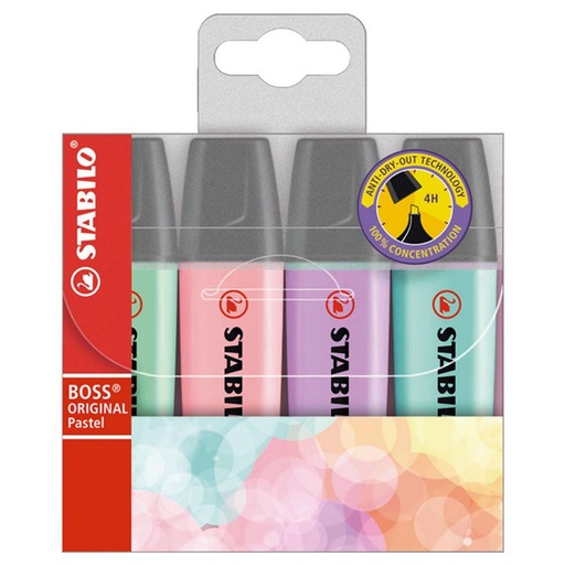 [081500] ROTULADOR FLUORESCENTE STABILO 4 COLORES PASTEL 70/4-3