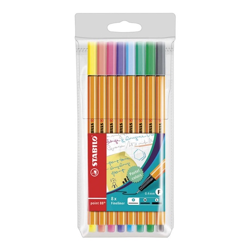 [118621] ROTULADOR PUNTA FIBRA STABILO POINT-88 PASTEL ESTUCHE 8 UD.