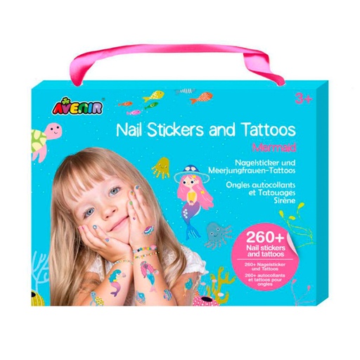 [721593] SET PEGATINAS UÑAS Y TATUAJES AVENIR SIRENAS