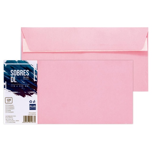 [002576] SOBRE PLUS 110x220 ROSA PASTEL 20ud