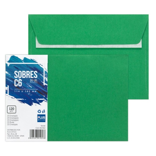 [002562] SOBRE PLUS 114*162 VERDE 20ud