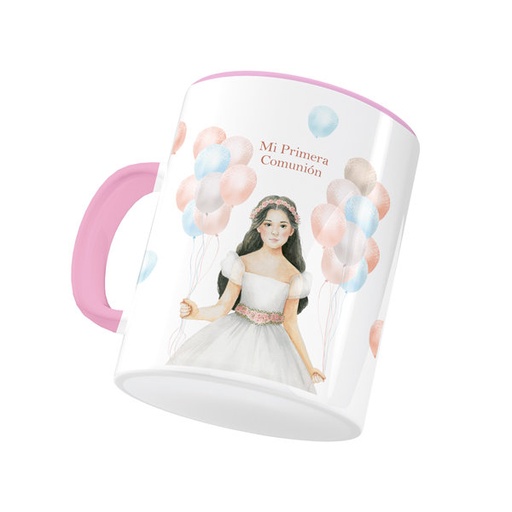 [000750] TAZA CERAMICA NIÑA GLOBOS COMUNION