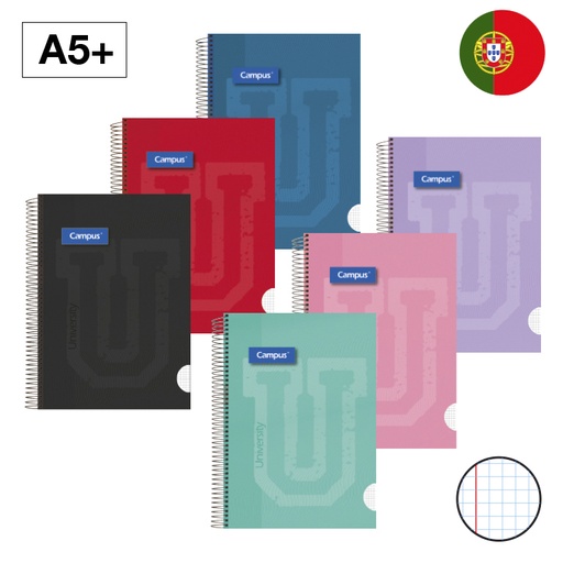 [003174] BLOC ESPIRAL CAMPUS A5+ TAPA EXTRADURA 80H 90G CUADRICULA 5 MM DOBLE MARGEN