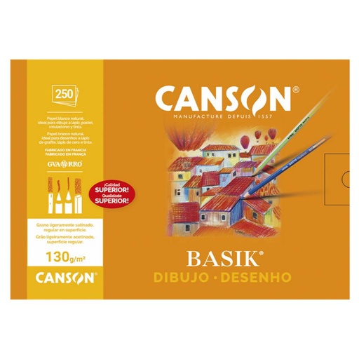 [600057] BLOC DIBUJO CANSON BASIC A4+ 250H 130G C/R