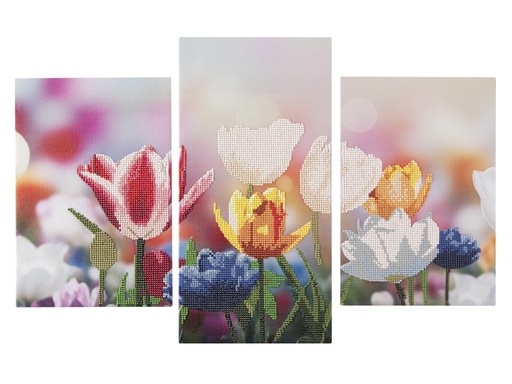 [972593] PINTAR CON DIAMANTES TRIPTICO FLORES