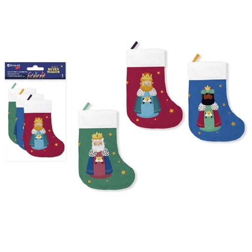 [972609] CALCETIN DECORATIVO REYES MAGOS 3U