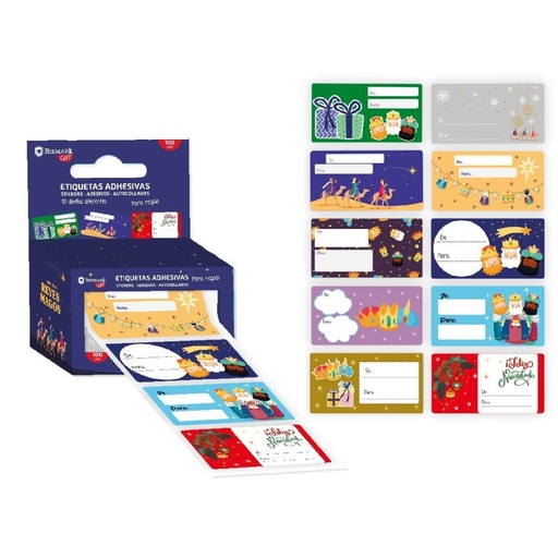 [972612] CAJA 100 ETIQUETAS ADH. REYES MAGOS