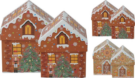[972674] GIFT BOX S/2 HOUSE SHAPE