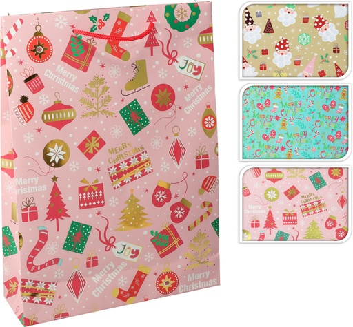 [972680] BOLSA REGALO NAVIDAD MEDIANA XMAS 3ASS