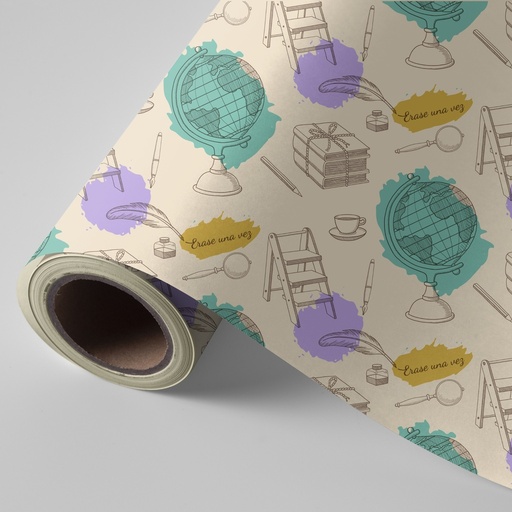 [972685] PAPEL REGALO BOBINA 62CM LIBRERIA VINTAGE