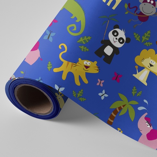 [972710] PAPEL REGALO BOBINA 31CM  INFANTIL JUNGLA