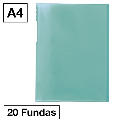 [181224] CARPETA FUNDAS PLUS A4 20F VERDE CLARO