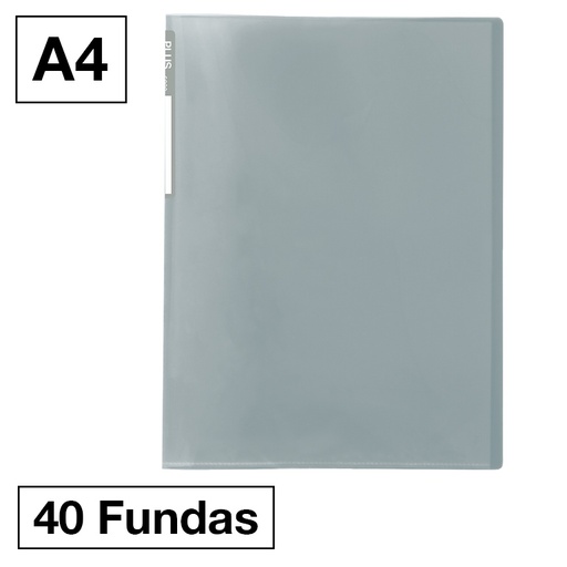[181229] CARPETA FUNDAS PLUS A4 40F TRAS.GRISM