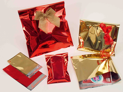 [973346] BOLSA REGALO METAL BRILLANTE 35X50+5 DORADAS 50UD