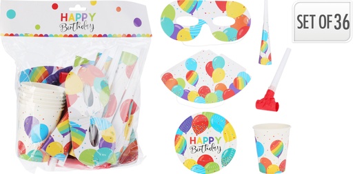 [973413] SET DE FIESTA GLOBOS 36 PIEZAS