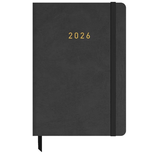 [003677] AGENDA ANUAL 2026 PU PLAIN A6 S.V GRIS OSCURO