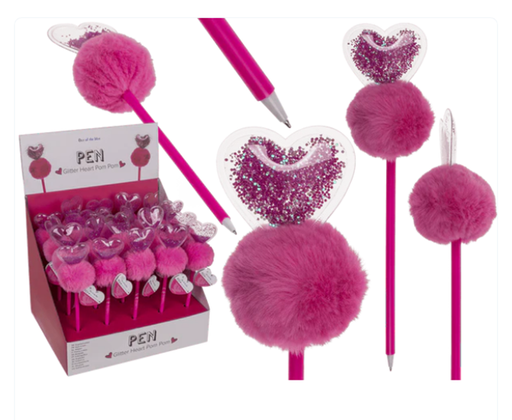 [1148081] BOLIGRAFO POMPON CORAZON PURPURINA