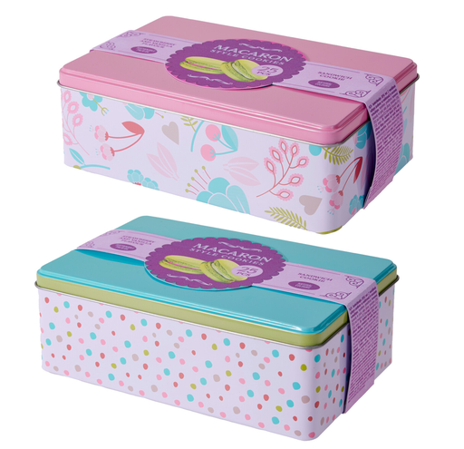 [1148198] CAJA DE HOJALATA DE LILY ESTILO MACARON GALLETAS