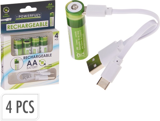 [1148232] PILAS AA RECARGABLES USB-C 4UD