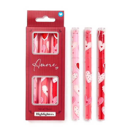 [1148314] SET DE 3 SUBRAYADORES CORAZONES AMORE