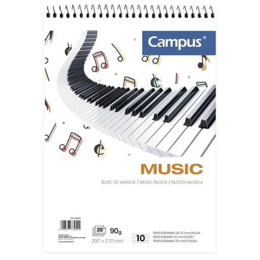 [630207] BLOC MUSICA CAMPUS A4 20H 90G 10 PENTAGRAMAS 10MM