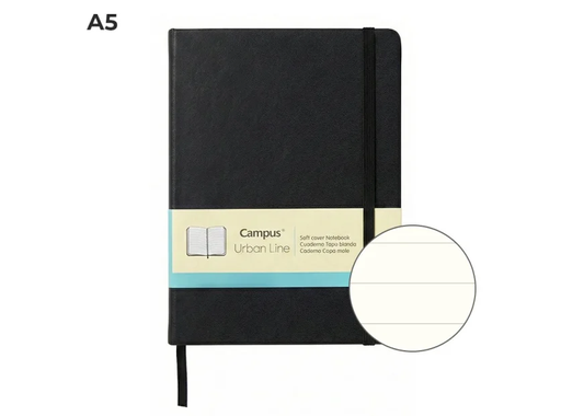 [003725] LIBRETA CAMPUS URBAN LINE A5 PU 80H 80G HN NEGRO