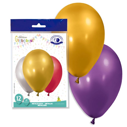 [972586] BOLSA 12 GLOBOS 11GMT GM90 MIX METALIZADOS