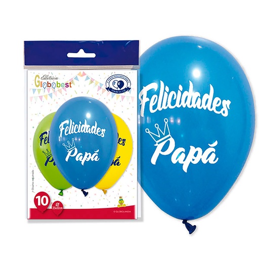 [1019059] BOLSA 10 GLOBOS FELICIDADES PAPA