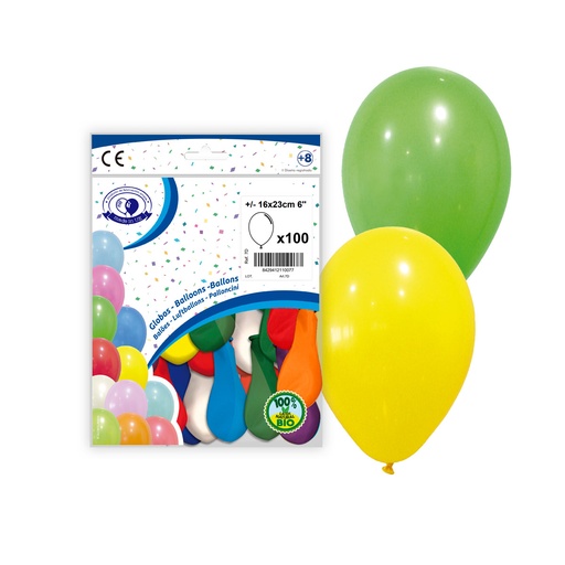 [1019067] BOLSA 100 GLOBOS MIX 7D 23CM