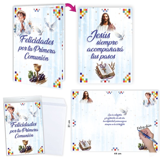 [1019070] TARJETON COMUNION NIÑO R.6626-01