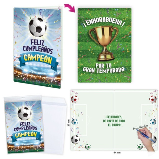 [1019073] TARJETON FELIZ CUMPLEAÑOS FUTBOL R.6627-06