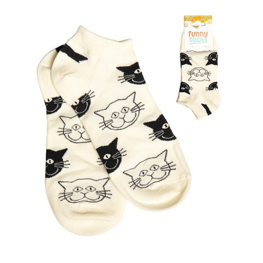 [999085] CALCETINES ALGOD.CORTOS GATOS BN