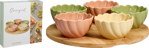 [999194] SET SERVIR 6PCS GRES BAMBU (5 BOWLS+BANDEJA)