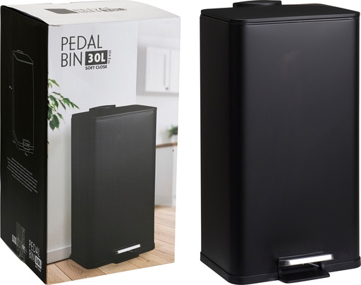 [999219] PAPELERA HOGAR NEGRA PEDAL 30L