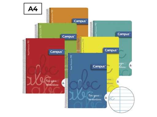 [003743] BLOC ESPIRAL CAMPUS A4 T.PLASTICO 80H 90G G.E. 4 MM