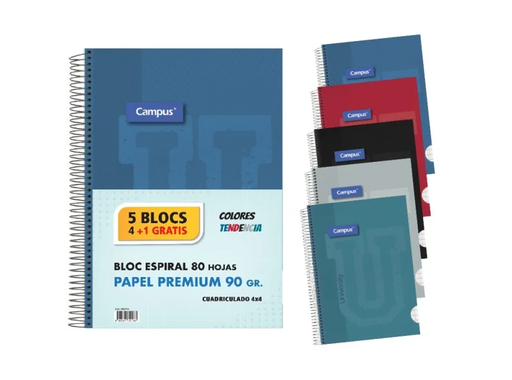 [003756] BLOC ESPIRAL CAMPUS "U" A4 T.EXTRA 80H 90G 4 MM