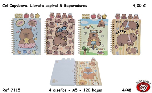 [999367] COL CAPYBARA: LIBRETA SEPARADORES