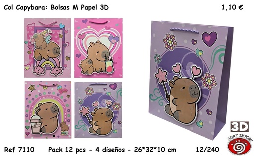 [999368] COL CAPYBARA: BOLSAS M PAPEL 3D