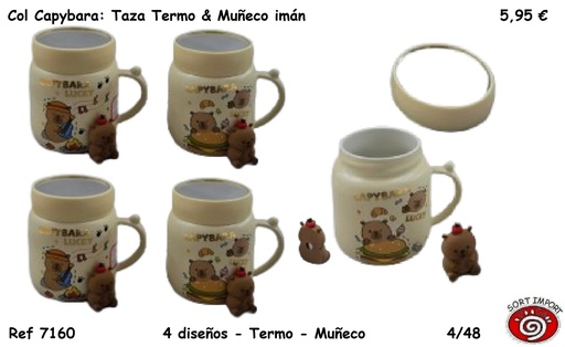 [999370] COL CAPYBARA: TERMO Y MUÑECO IMAN