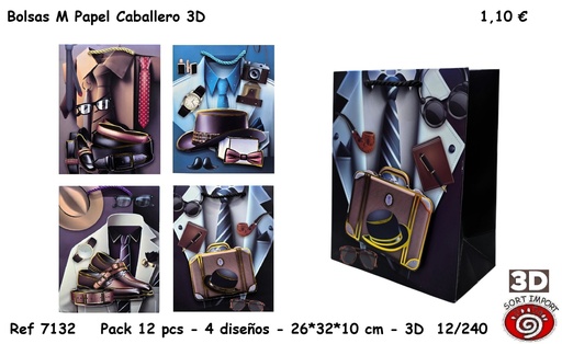 [999382] BOLSA REGALO M PAPEL CABALLERO 3D