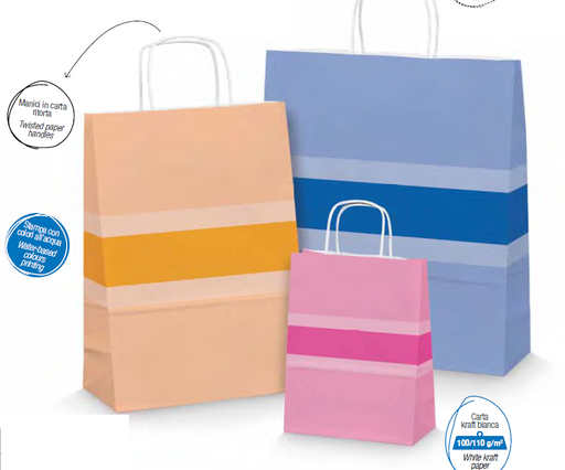 [999467] BOLSA KRAFT ALLEGRA COLOR FRANJAS ROSA 16x8X21CM